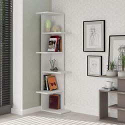 Saso Modernes Eck-Bücherregal Display Unit Weiß Medium 141cm - White - Decortie