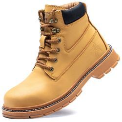 Lycxames - Sicherheitsschuh, Herren Damen Arbeitsstiefel, wasserdichtes Leder, leichte Sicherheitsstiefel mit Stahlkappe, unzerstörbarer Schutz, S3