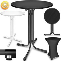 Tillvex - Gastro Stehtisch klappbar Ø80cm schwarz Bistrotisch fertig montiert Klapptisch rund - wetterfester Partytisch Gartentisch Indoor & Outdoor