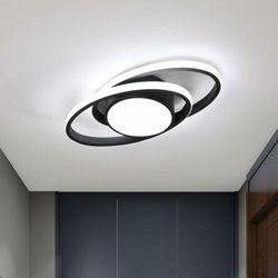 Comely - Moderne LED-Deckenleuchte 39W, Kreativ Doppel-Ellipse, Durchmesser 39cm, für Schlafzimmer, Wohnzimmer, Küche, Flur, Eingang - Schwarz