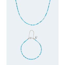 Collier & Armband mit Apatit, Larimar & Hämatit