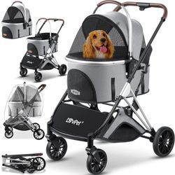 Lovpet - Hundewagen 3in1 Hundebuggy Hundebox Transporttasche 360° Große Räder Faltbar klappbar Haustiere Buggy mit Netzfenstern &