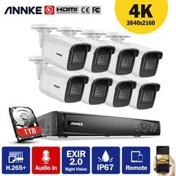 Annke 8CH 4K Ultra hd 8CH 4K H.265+ PoE-Netzwerk Video-Sicherheitssystem + Überwachungs-NVR mit 8MP Bullet POE-Kameras Audioaufzeichnung - 1 tb