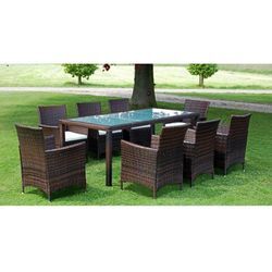 Maisonchic - 9-tlg. Garten-Essgruppe, Gartenmöbel, Sitzgruppe Gartenset mit Auflagen Poly Rattan Braun LLOAQ694431