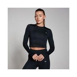 MP Damen Training Body Fit Langarm-Crop-Top – Schwarz - XXS