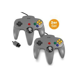 EAXUS Gamepad für Nintendo 64 in Schwarz/Grau Controller (2 St., für N64), grau