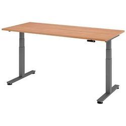 HAMMERBACHER XDSM19 elektrisch höhenverstellbarer Schreibtisch nussbaum rechteckig, T-Fuß-Gestell grau 180,0 x 80,0 cm