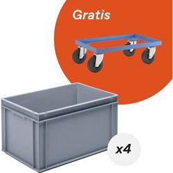 Deal: 4 Behälter mit Fahrgestell - kaiserkraft