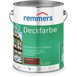 Remmers - Deckfarbe rotbraun, 5 Liter, Deckfarbe für innen und außen, Wetterschutzfarbe viele Untergründe, hochdeckend, wetterfest - rotbraun