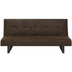 Beliani - 3-Sitzer Sofa Dunkelbraun Kunstleder Gesteppt Lederoptik mit Schlaffunktion Kufengestell Schwarz Ohne Armlehnen Modern Wohnzimmer Schlafsofa