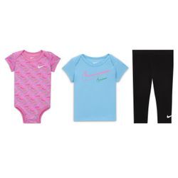 Nike Swoosh Logo 3-teiliges Bodysuit-Set für Babys (0–9 M) - Schwarz