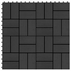 vidaXL Terrassenfliesen 11 Stück WPC 30 x 30 cm 1 qm Schwarz 45031