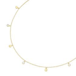 Collier "mit 7 Behängen, weißen Zirkonia und matt, Silber 925", gold (vergoldet), GIORGIO MARTELLO MILANO, Halsketten, Damen, 45cm, Silber 925 (Sterlingsilber)