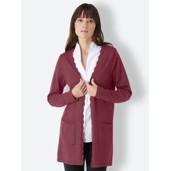 Cardigan CREATION L PREMIUM, Damen, Gr. 36, rot (bordeaux), 75% Schurwolle, 25% Seide, unifarben, Langarm, Strickjacken