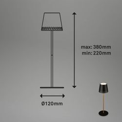 LED-Akku-Tischleuchte Kiki, schwarz/gold, IP44, 3.000K