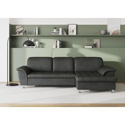 Ecksofa DOMO COLLECTION "Franzi Steppung im Sitzbereich B7T/H: 278/162/80 cm, L-Form", grau (dunkelgrau), B:278cm H:80cm T:171cm, Flachgewebe (100% Polyester), Chenille (100% Polyester), Sofas, wahlweise mit Bettfunktion, Bettkasten und Kopfteilverstellung