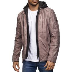 Tazzio Lederjacke 19710 Biker-Look im Two-in-One Hoodie Style (abnehmbar), braun