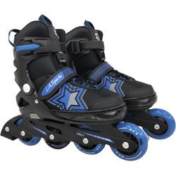 Inlineskates L.A. SPORTS "Inliner Skate Softboot Kinder Jugendliche Größenverstellung" Gr. 37, schwarz (schwarz, blau), Inlineskates_Rollschuhe_Schlittschuhe, Kinder, 37/41, Materialmix