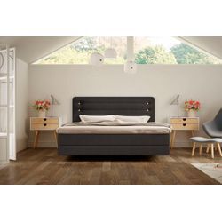 Boxspringbett SCHLARAFFIA "Fidelio" Komplettbetten Gr. Webstoff FACE, Liegefläche B/L: 120 cm x 200 cm, H3, 7-Zonen-Tonnentaschen-Federkernmatratze, grau (anthracite) Boxspringbett Boxspringbetten ohne Bettkasten inkl. GELTEX Next Topper, Fuß in Schwebeoptik