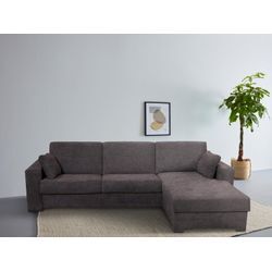 Ecksofa HOME AFFAIRE "Roma "L" Dauerschlaffunktion, mit Unterfederung" Sofas Gr. B/H/T: 300cm x 85cm x 173cm, Luxus-Microfaser Lederoptik, Recamiere rechts, Liegefläche: 163 x 198cm, schwarz Matratzenhöhe 14cm,, Liegemaße ca 163x198 cm, L-Form