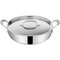 Servierpfanne TEFAL "Jamie Oliver Cook's Classic" Pfannen Gr. Ø 30cm + Höhe 8cm, schwarz (edelstahlfarben/schwarz) Edelstahl,Antihaftversiegelung,Thermo-Signal,alle Herdarten,Induktion