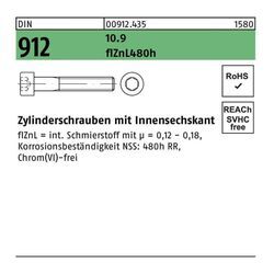 Zylinderschraube DIN 912 m.Innensechskant M 8 x 55 10.9 flZnL/nc/x/x/480h/C