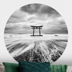 Runde Tapete selbstklebend - Japanisches Torii im Meer ø 50cm