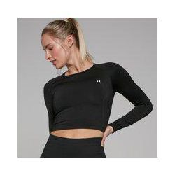 MP Damen Shape Nahtloses Langarm-Crop-Top — Schwarz - XXS