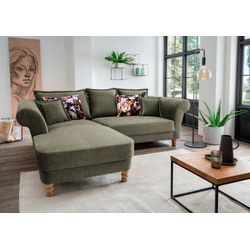 Ecksofa HOME AFFAIRE "Tassilo L-Form", grün (dunkelgrün), B:262cm H:95cm T:198cm, 100% Polyester, Sofas