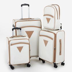 Kleiner weiß-brauner Stansbury Travel Softshell-Koffer