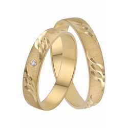 Trauring FIRETTI "Schmuck Geschenk Gold 375 Hochzeit Ehering "LIEBE" Welle" Fingerringe Gr. 16,5, ohne Brillant, Gelbgold 375, 4 mm, gelb (gelbgoldfarben) Trauringe Made in Germany, wahlweise mit oder ohne Brillant