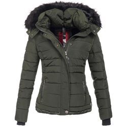 Steppjacke NAVAHOO "Chloe" Gr. S (36), grün (olive) Damen Jacken hochwertige Winterjacke mit abnehmbarer Kapuze