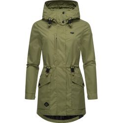 Parka RAGWEAR "Alysa" Gr. L (40), grün (olivgrün) Damen Jacken stylische Übergangsjacke mit Taillenzugband