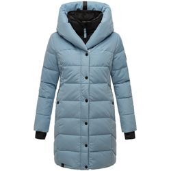 Steppmantel NAVAHOO "Knutschilein" Gr. L (40), blau (rauchblau) Damen Mäntel Stylischer Damenmantel mit abnehmbarem Fleece-Kragen