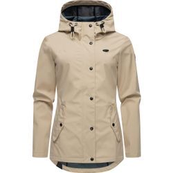 Softshelljacke RAGWEAR "Margge Shell" Gr. L (40), beige (sand) Damen Jacken wasserdichte Übergangsjacke mit großer Kapuze