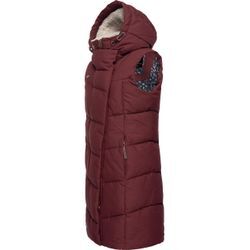 Steppweste RAGWEAR "Pavla Vest", Damen, Gr. L (40), rot (weinrot), Außenmaterial: 100% Polyester, Innenfutter: 100% Polyester, Wattierung: 100% Polyester, modisch, figurbetont ca. Mitte Oberschenkel, Westen, stylische Winterweste mit Teddyfutter und Kapuze