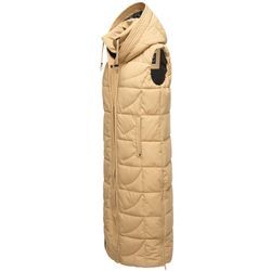 Steppweste NAVAHOO "Brezelchen" Gr. L (40), beige (sand) Damen Westen Warme, lange Outdoor-Weste mit Kapuze