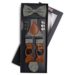 Finshley & Harding London Accessoire-Set aus Leinen Herren meliert, grün