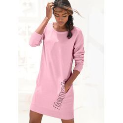 Sweatkleid BENCH. LOUNGEWEAR Gr. 32/34, N-Gr, rosa (rosa, schwarz) Damen Kleider mit seitlichem Logoprint