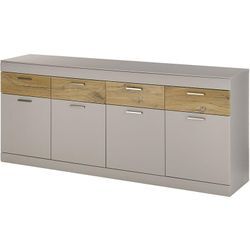 Sideboard 200 cm SINAIA-61 in grau matt mit Zinn Eiche Nb., b/h/t ca. 200/85/42 cm - grau