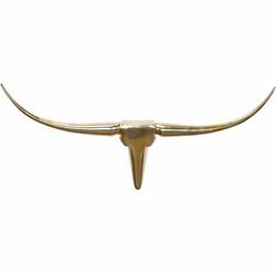 FineBuy Deko Geweih Bull M Aluminium Design Hörner 100cm Wanddekoration Gold