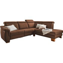 Ecksofa HOME AFFAIRE "Konstanz L-Form" Sofas Gr. B/H/T: 280cm x 92cm x 232cm, Luxus-Microfaser Lederoptik, Recamiere rechts, mit motorischer Relaxfunktion, braun (mittelbraun) mit vollmotorischer Relaxfunktion; incl. Kopfteilverstellung