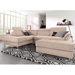 Ecksofa SIT & MORE "Avignon L-Form", beige, B:269cm H:97cm T:228cm, Struktur fein ( 100% Polyester), Struktur (100% Polyester), Struktur grob ( 100% Polypropylen), Sofas, inklusive Kopfteilverstellung, wahlweise mit Bettfunktion