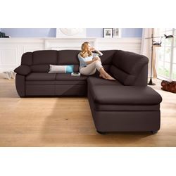 Ecksofa COTTA "Casino L-Form", braun, B:250cm H:98cm T:95cm, NaturLEDER (echtes Rindsleder) in Sitz und Rücken. Die Rückseiten sind mit Spannstoff bezogen, Kunstleder SOFTLUX (Frei im Raum stellbar), Luxus-Kunstleder (Frei im Raum stellbar), Luxus-Microfaser (100% Polyester), frei im Raum stellbar, Sofas, wahlweise mit Bettfunktion