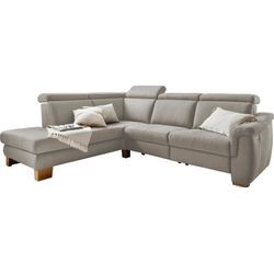 Ecksofa HOME AFFAIRE "Konstanz L-Form", weiß (altweiß), B:280cm H:92cm T:232cm, Luxus-Microfaser Lederoptik: 100% Polyester, Leder u00bbDicklederu00ab: 100% Pigmentiertes Leder (zertifiziert mit dem Blauen Engel), Reibechtheit 4, Lichtechtheit 5;, Sofas, mit vollmotorischer Relaxfunktion; incl. Kopfteilverstellung