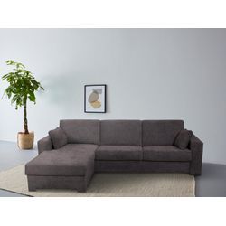 Ecksofa HOME AFFAIRE "Roma "M" Matratzenhöhe 14 cm, Dauerschlaffunktion, mit Unterfederung", schwarz, B:280cm H:85cm T:173cm, 100% Polyester, Sofas, Liegemaße ca 143x198 cm, L-Form