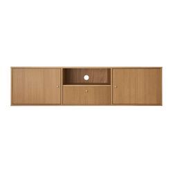 TV-Board HAMMEL FURNITURE "Mistral Fernsehschrank, Medienmöbel, Hängend", braun (eiche, lack, öl), B:161,5cm H:41,6cm T:45cm, Massivholz, MDF, Spanplatte, Sideboards, Türen mit Akustikstoff, Schublade, Lowboard, B: 161,5 cm