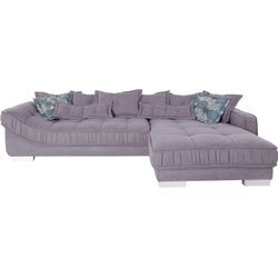 Ecksofa INOSIGN "Diwan L-Form", grau (hellgrau), B:333cm H:90cm T:202cm, Luxus-Microfaser weich (100% Polyester), Samtoptik (100% Polyester), Zierkissen (100% Polyester) / 5.000 Scheuertouren / Pilling 4, Sofas, mit vielen losen Kissen, Faltenwurf und Steppung im Sitzbereich