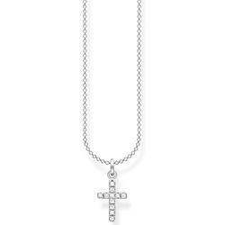 Kette mit Anhänger THOMAS SABO "Kreuz pavé, KE2069-051-14-L45V" Halsketten Gr. 45, Silber 925 (Sterlingsilber), bunt (silberfarben, weiß) Damen mit Zirkonia (synth.)