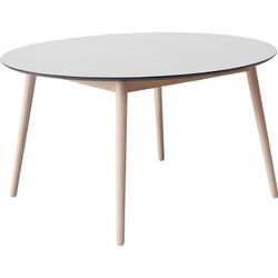 Esstisch HAMMEL FURNITURE "Meza by Hammel" Tische Gr. B/H/T: 135 cm x 73,5 cm x 135 cm, Einlegeplatten, Eichenbeine, weiß Esstische rund oval Ø135(231) cm, runde Tischplatte aus MDFLaminat, Massivholzgestell